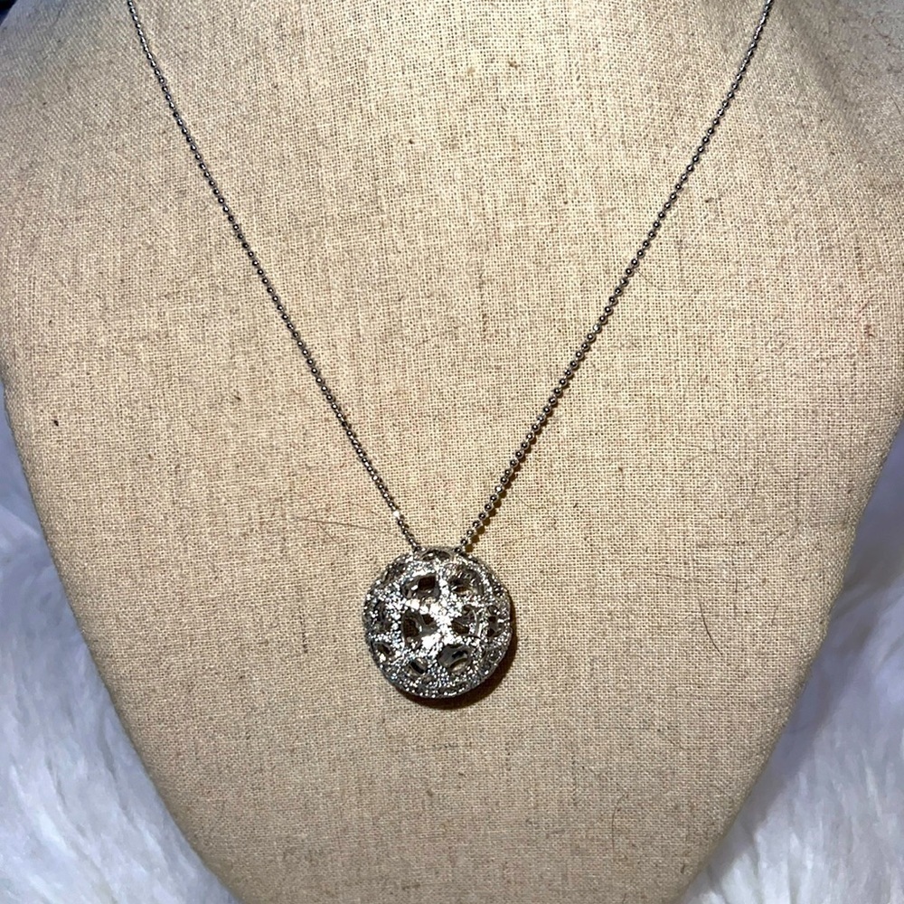 Swarovski Hemisphere Heart Pendant Rhodium-Plated Clear Crystal #1126799 NWOT
